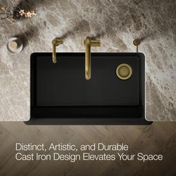 Kohler Whitehaven Farmhouse Sink | 35-3/4 Inch | Single Bowl | 36 Inch Min Cabinet - Black - image 4