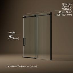 ComposedE 62'' H sliding bath door with 3/8''-thick glass - image 3