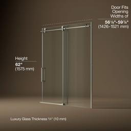 ComposedE 62'' H sliding bath door with 3/8''-thick glass - image 3