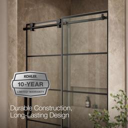 ComposedE Sliding shower door, 78'' H x 44-1/8 - 47-7/8'' W, with 3/8'' thick Crystal Clear glass with rectangular grille pattern - image 10