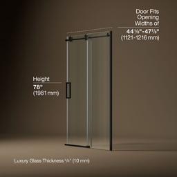 ComposedE Sliding shower door, 78'' H x 44-1/8 - 47-7/8'' W, with 3/8'' thick Crystal Clear glass - image 3