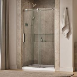 ComposedE Sliding shower door, 78'' H x 44-1/8 - 47-7/8'' W, with 3/8'' thick Crystal Clear glass - image 2