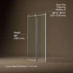 ComposedE Sliding shower door, 78'' H x 44-1/8 - 47-7/8'' W, with 3/8'' thick Crystal Clear glass - image 3
