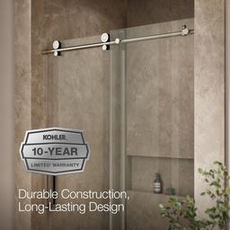 ComposedE Sliding shower door, 78'' H x 44-1/8 - 47-7/8'' W, with 3/8'' thick Crystal Clear glass - image 10