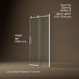 ComposedE Sliding shower door, 78'' H x 44-1/8 - 47-7/8'' W, with 3/8'' thick Crystal Clear glass - image 3