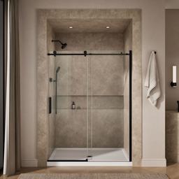 ComposedE Sliding shower door, 78'' H x 56-1/8 - 59-7/8'' W, with 3/8'' thick Crystal Clear glass - image 4