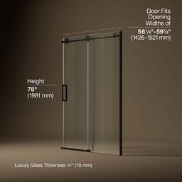 ComposedE Sliding shower door, 78'' H x 56-1/8 - 59-7/8'' W, with 3/8'' thick Crystal Clear glass - image 3