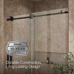 ComposedE Sliding shower door, 78'' H x 56-1/8 - 59-7/8'' W, with 3/8'' thick Crystal Clear glass - image 10