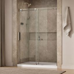 ComposedE Sliding shower door, 78'' H x 56-1/8 - 59-7/8'' W, with 3/8'' thick Crystal Clear glass - image 2