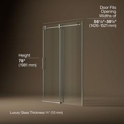 ComposedE Sliding shower door, 78'' H x 56-1/8 - 59-7/8'' W, with 3/8'' thick Crystal Clear glass - image 3