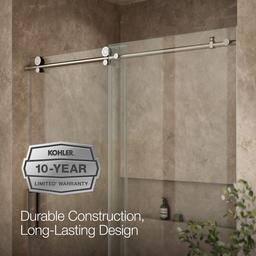 ComposedE Sliding shower door, 78'' H x 56-1/8 - 59-7/8'' W, with 3/8'' thick Crystal Clear glass - image 10