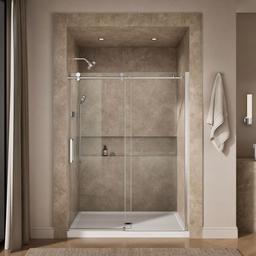 ComposedE Sliding shower door, 78'' H x 56-1/8 - 59-7/8'' W, with 3/8'' thick Crystal Clear glass - image 4