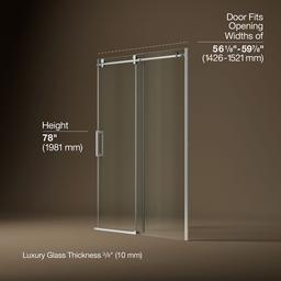 ComposedE Sliding shower door, 78'' H x 56-1/8 - 59-7/8'' W, with 3/8'' thick Crystal Clear glass - image 3