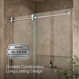 ComposedE Sliding shower door, 78'' H x 56-1/8 - 59-7/8'' W, with 3/8'' thick Crystal Clear glass - image 10