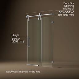 ArtifactsE 80-7/8'' H sliding shower door with 3/8''-thick glass - image 3