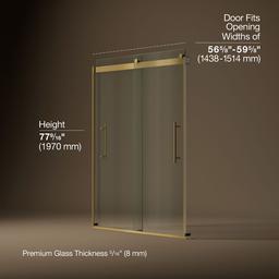 Kohler Levity Plus Frameless Sliding Shower Door, 77-9/16'' H X 56-5/8 - 59-5/8'' W, with... - image 3