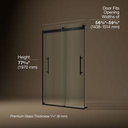 Kohler Levity Plus Frameless Sliding Shower Door, 77-9/16'' H X 56-5/8 - 59-5/8'' W, with... - image 3