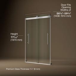 Kohler Levity Plus Frameless Sliding Shower Door, 77-9/16'' H X 56-5/8 - 59-5/8'' W, with... - image 3