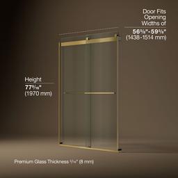 Kohler Levity Plus Frameless Sliding Shower Door, 77-9/16'' H X 56-5/8 - 59-5/8'' W, with... - image 3