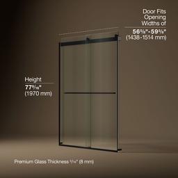 Kohler Levity Plus Frameless Sliding Shower Door, 77-9/16'' H X 56-5/8 - 59-5/8'' W, with... - image 3