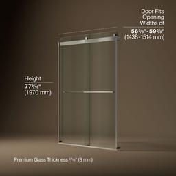 Kohler Levity Plus Frameless Sliding Shower Door, 77-9/16'' H X 56-5/8 - 59-5/8'' W, with... - image 3