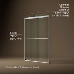 Kohler Levity Plus Frameless Sliding Shower Door, 77-9/16'' H X 56-5/8 - 59-5/8'' W, with... - image 3