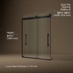 Kohler Levity Plus Frameless Sliding Bath Door, 61-9/16'' H X 56-5/8 - 59-5/8'' W, with... - image 3
