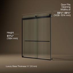 Kohler Levity Plus 61-9/16'' H Sliding Bath Door with 3/8''-thick Glass - Matte Black - image 3