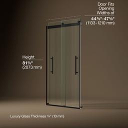Kohler Levity Plus Frameless Sliding Shower Door, 81-5/8'' H X 44-5/8 - 47-5/8'' W, with... - image 3
