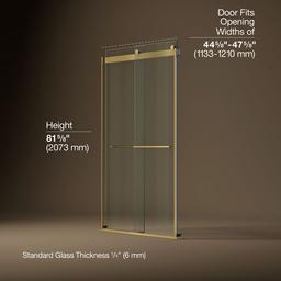 Kohler Levity Plus Frameless Sliding Shower Door, 81-5/8'' H X 44-5/8 - 47-5/8'' W, with... - image 3