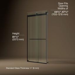 Kohler Levity Plus Frameless Sliding Shower Door, 81-5/8'' H X 44-5/8 - 47-5/8'' W, with... - image 3