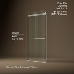 Kohler Levity Plus Frameless Sliding Shower Door, 81-5/8'' H X 44-5/8 - 47-5/8'' W, with... - image 3