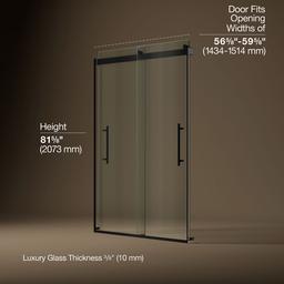 Kohler Levity Plus Frameless Sliding Shower Door, 81-5/8'' H X 56-5/8 - 59-5/8'' W, with... - image 3
