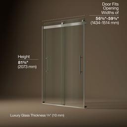 Kohler Levity Plus Frameless Sliding Shower Door, 81-5/8'' H X 56-5/8 - 59-5/8'' W, with... - image 3