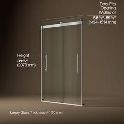 Kohler Levity Plus Frameless Sliding Shower Door, 81-5/8'' H X 56-5/8 - 59-5/8'' W, with... - image 3