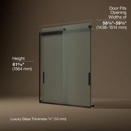 Kohler Levity Sliding Bath Door, 62'' H X 56-5/8 - 59-5/8'' W, with 1/4'' Thick Frosted Glass -... - image 3