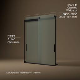 Kohler Levity Sliding Bath Door, 62'' H X 56-5/8 - 59-5/8'' W, with 1/4'' Thick Frosted Glass -... - image 3