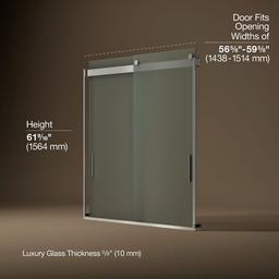 Kohler Levity Sliding Bath Door, 62'' H X 56-5/8 - 59-5/8'' W, with 1/4'' Thick Frosted Glass -... - image 3