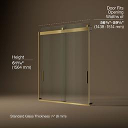 Kohler Levity 62'' H Sliding Bath Door with 1/4''-thick Glass - Vibrant Brushed Moderne Brass - image 3