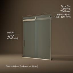 Kohler Levity Sliding Bath Door, 59-3/4'' H X 56-5/8 - 59-5/8'' W, with 1/4'' Thick Frosted Glass... - image 3