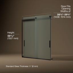 Kohler Levity Sliding Bath Door, 59-3/4'' H X 56-5/8 - 59-5/8'' W, with 1/4'' Thick Frosted Glass... - image 3