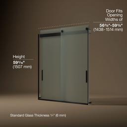 Kohler Levity Sliding Bath Door, 59-3/4'' H X 56-5/8 - 59-5/8'' W, with 1/4'' Thick Frosted Glass... - image 3
