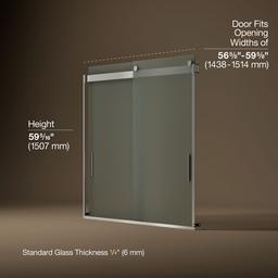 Kohler Levity Sliding Bath Door, 59-3/4'' H X 56-5/8 - 59-5/8'' W, with 1/4'' Thick Frosted Glass... - image 3