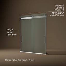 Kohler Levity Sliding Bath Door, 59-3/4'' H X 56-5/8 - 59-5/8'' W, with 1/4'' Thick Frosted Glass... - image 3