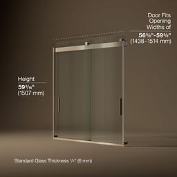 Kohler Levity Sliding Bath Door, 59-3/4'' H X 56-5/8 - 59-5/8'' W, with 1/4'' Thick Crystal Clear... - image 3