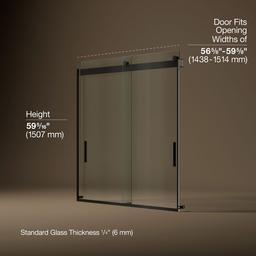 Kohler Levity Sliding Bath Door, 59-3/4'' H X 56-5/8 - 59-5/8'' W, with 1/4'' Thick Crystal Clear... - image 3