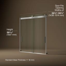 Kohler Levity Sliding Bath Door, 59-3/4'' H X 56-5/8 - 59-5/8'' W, with 1/4'' Thick Crystal Clear... - image 3