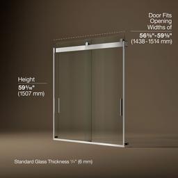 Kohler Levity Sliding Bath Door, 59-3/4'' H X 56-5/8 - 59-5/8'' W, with 1/4'' Thick Crystal Clear... - image 3