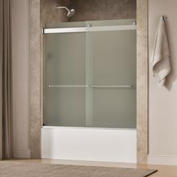Kohler Levity Sliding Bath Door, 62'' H X 56-5/8 - 59-5/8'' W, with 1/4'' Thick Frosted Glass -... - image 2
