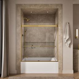 Kohler Levity Sliding Bath Door, 62'' H X 56-5/8 - 59-5/8'' W, with 1/4'' Thick Crystal Clear... - image 4